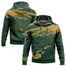 Load image into Gallery viewer, Custom Stitched Green Old Gold 3D Pattern Design Torn Paper Style Sports Pullover Sweatshirt Hoodie