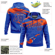Load image into Gallery viewer, Custom Stitched Thunder Blue Orange 3D Pattern Design Torn Paper Style Sports Pullover Sweatshirt Hoodie