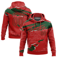 Load image into Gallery viewer, Custom Stitched Red Green 3D Pattern Design Torn Paper Style Sports Pullover Sweatshirt Hoodie