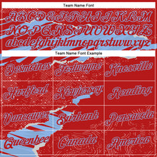 Load image into Gallery viewer, Custom Stitched Red Light Blue 3D Pattern Design Torn Paper Style Sports Pullover Sweatshirt Hoodie