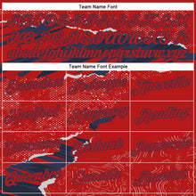 Load image into Gallery viewer, Custom Stitched Red Navy 3D Pattern Design Torn Paper Style Sports Pullover Sweatshirt Hoodie