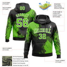 Load image into Gallery viewer, Custom Stitched Black Aurora Green-White 3D Pattern Design Abstract Brush Stroke Sports Pullover Sweatshirt Hoodie