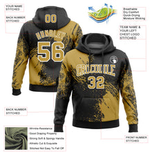 Load image into Gallery viewer, Custom Stitched Black Old Gold-White 3D Pattern Design Abstract Brush Stroke Sports Pullover Sweatshirt Hoodie