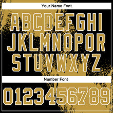 Load image into Gallery viewer, Custom Stitched Black Old Gold-White 3D Pattern Design Abstract Brush Stroke Sports Pullover Sweatshirt Hoodie