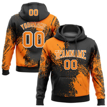 Load image into Gallery viewer, Custom Stitched Black Bay Orange-White 3D Pattern Design Abstract Brush Stroke Sports Pullover Sweatshirt Hoodie