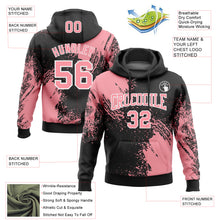 Load image into Gallery viewer, Custom Stitched Black Medium Pink-White 3D Pattern Design Abstract Brush Stroke Sports Pullover Sweatshirt Hoodie