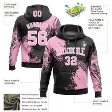 Load image into Gallery viewer, Custom Stitched Black Light Pink-White 3D Pattern Design Abstract Brush Stroke Sports Pullover Sweatshirt Hoodie