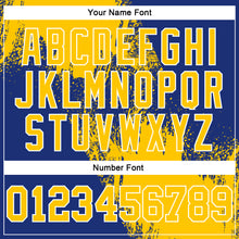 Load image into Gallery viewer, Custom Stitched Royal Yellow-White 3D Pattern Design Abstract Brush Stroke Sports Pullover Sweatshirt Hoodie