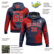 Load image into Gallery viewer, Custom Stitched Navy Red-White 3D Pattern Design Abstract Brush Stroke Sports Pullover Sweatshirt Hoodie
