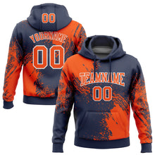 Load image into Gallery viewer, Custom Stitched Navy Orange-White 3D Pattern Design Abstract Brush Stroke Sports Pullover Sweatshirt Hoodie