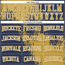Load image into Gallery viewer, Custom Stitched Navy Old Gold-White 3D Pattern Design Abstract Brush Stroke Sports Pullover Sweatshirt Hoodie
