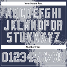 Load image into Gallery viewer, Custom Stitched Navy Gray-White 3D Pattern Design Abstract Brush Stroke Sports Pullover Sweatshirt Hoodie