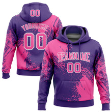 Load image into Gallery viewer, Custom Stitched Purple Pink-White 3D Pattern Design Abstract Brush Stroke Sports Pullover Sweatshirt Hoodie