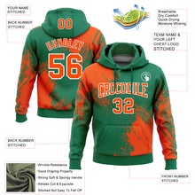 Load image into Gallery viewer, Custom Stitched Kelly Green Orange-White 3D Pattern Design Abstract Brush Stroke Sports Pullover Sweatshirt Hoodie
