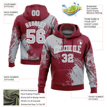 Load image into Gallery viewer, Custom Stitched Crimson Gray-White 3D Pattern Design Abstract Brush Stroke Sports Pullover Sweatshirt Hoodie