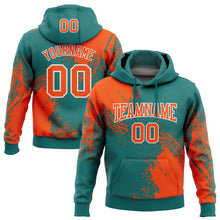 Load image into Gallery viewer, Custom Stitched Teal Orange-White 3D Pattern Design Abstract Brush Stroke Sports Pullover Sweatshirt Hoodie