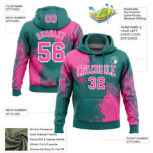 Load image into Gallery viewer, Custom Stitched Teal Pink-White 3D Pattern Design Abstract Brush Stroke Sports Pullover Sweatshirt Hoodie