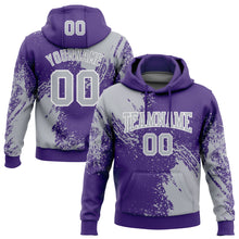 Load image into Gallery viewer, Custom Stitched Purple Gray-White 3D Pattern Design Abstract Brush Stroke Sports Pullover Sweatshirt Hoodie