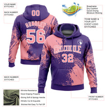 Load image into Gallery viewer, Custom Stitched Purple Medium Pink-White 3D Pattern Design Abstract Brush Stroke Sports Pullover Sweatshirt Hoodie