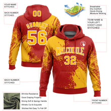 Load image into Gallery viewer, Custom Stitched Red Gold-White 3D Pattern Design Abstract Brush Stroke Sports Pullover Sweatshirt Hoodie