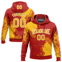 Load image into Gallery viewer, Custom Stitched Red Gold-White 3D Pattern Design Abstract Brush Stroke Sports Pullover Sweatshirt Hoodie