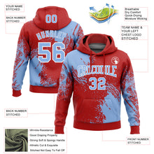 Load image into Gallery viewer, Custom Stitched Red Light Blue-White 3D Pattern Design Abstract Brush Stroke Sports Pullover Sweatshirt Hoodie