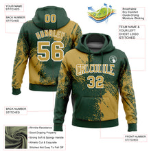 Load image into Gallery viewer, Custom Stitched Green Old Gold-White 3D Pattern Design Abstract Brush Stroke Sports Pullover Sweatshirt Hoodie