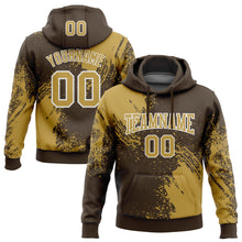 Load image into Gallery viewer, Custom Stitched Brown Old Gold-White 3D Pattern Design Abstract Brush Stroke Sports Pullover Sweatshirt Hoodie