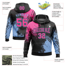 Load image into Gallery viewer, Custom Stitched Black Pink-Light Blue 3D Pattern Design Abstract Brush Stroke Sports Pullover Sweatshirt Hoodie