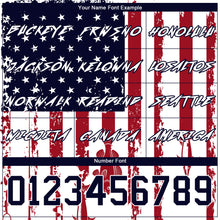 Load image into Gallery viewer, Custom White Navy-Red 3D American Flag And Fish Hook Fishing Sports Pullover Sweatshirt Hoodie