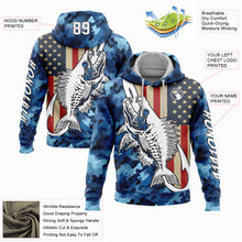 Load image into Gallery viewer, Custom Camo White-Black 3D American Flag And Fish Hook Skull Fishing Sports Pullover Sweatshirt Salute To Service Hoodie