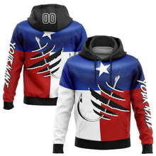 Load image into Gallery viewer, Custom Royal Black-Red 3D Texas Flag And Fish Hook Fishing Sports Pullover Sweatshirt Hoodie