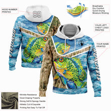 Load image into Gallery viewer, Custom Lakes Blue White Black 3D Sea Waves And Bluegill Fish Fishing Sports Pullover Sweatshirt Hoodie