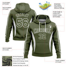 Load image into Gallery viewer, Custom Stitched Olive White 3D Pattern Design Color Blocking Stripe Sports Pullover Sweatshirt Hoodie