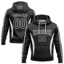 Load image into Gallery viewer, Custom Stitched Black White 3D Pattern Design Color Blocking Stripe Sports Pullover Sweatshirt Hoodie