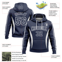 Load image into Gallery viewer, Custom Stitched Navy White 3D Pattern Design Color Blocking Stripe Sports Pullover Sweatshirt Hoodie