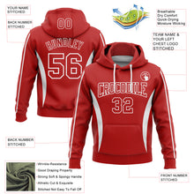 Load image into Gallery viewer, Custom Stitched Red White 3D Pattern Design Color Blocking Stripe Sports Pullover Sweatshirt Hoodie