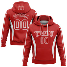 Load image into Gallery viewer, Custom Stitched Red White 3D Pattern Design Color Blocking Stripe Sports Pullover Sweatshirt Hoodie