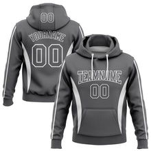Load image into Gallery viewer, Custom Stitched Steel Gray White 3D Pattern Design Color Blocking Stripe Sports Pullover Sweatshirt Hoodie