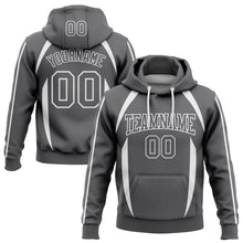 Load image into Gallery viewer, Custom Stitched Steel Gray White 3D Pattern Design Contrast Color Stripe Sports Pullover Sweatshirt Hoodie