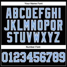 Load image into Gallery viewer, Custom Stitched Black Light Blue-White 3D Pattern Design Segmentation Patchwork Stripe Sports Pullover Sweatshirt Hoodie