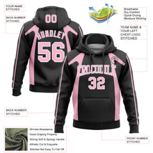 Load image into Gallery viewer, Custom Stitched Black Light Pink-White 3D Pattern Design Segmentation Patchwork Stripe Sports Pullover Sweatshirt Hoodie