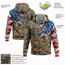 Load image into Gallery viewer, Custom Camo Black-White 3D American Flag Hunting Sports Pullover Sweatshirt Hoodie