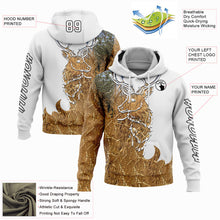 Load image into Gallery viewer, Custom White Black-Old Gold 3D Deer Hunting Sports Pullover Sweatshirt Hoodie