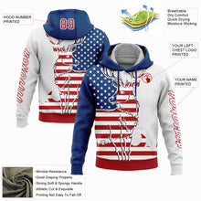 Load image into Gallery viewer, Custom White Red-US Navy Blue 3D American Flag And Deer Hunting Sports Pullover Sweatshirt Hoodie