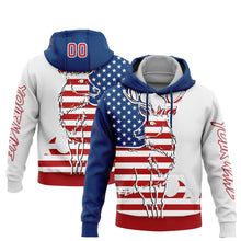 Load image into Gallery viewer, Custom White Red-US Navy Blue 3D American Flag And Deer Hunting Sports Pullover Sweatshirt Hoodie
