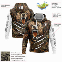Load image into Gallery viewer, Custom Camo Black-White 3D Bear Hunting Sports Pullover Sweatshirt Hoodie