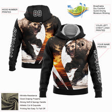 Load image into Gallery viewer, Custom Black White 3D Bear Hunting Sports Pullover Sweatshirt Hoodie