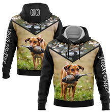 Load image into Gallery viewer, Custom Black White 3D Bow Hunter And Pheasant Hunting With Dog Sports Pullover Sweatshirt Hoodie