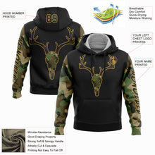 Load image into Gallery viewer, Custom Black Cmao-Old Gold 3D Deer Hunting Sports Pullover Sweatshirt Hoodie